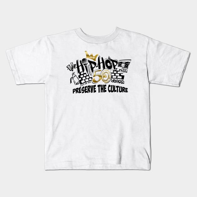 50 years of hip hop music lovers Kids T-Shirt by Ville Otila Abstract